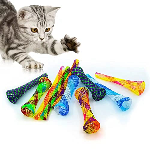 AIMICOCA 30 Stück Katzenschlauch-Federspielzeug, interaktives Katzenspielzeug für Indoor-Katzen, Bunte Katzen-Kunststoffspule(zufällige Farbe) von AIMICOCA