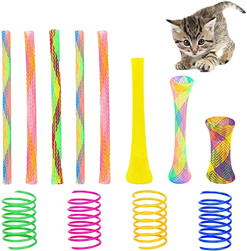 AIMICOCA 55 Stück Katze Spring Spielzeug Set, Buntes kreatives interaktives Spielzeug der Katze Kunststoff-Spiralfedern für das Schlagen, Beißen, und Jagen von Kätzchenspielzeug (zufällige Farbe) von AIMICOCA