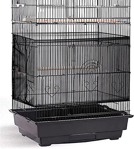 AIMICOCA Vogelkäfig-Samenfänger, Federfänger, Vogelkäfig-Abdeckung, Netz, luftig, weich, Rockschutz, Vogelkäfig, Nylon-Netz, für Papageien, Aras, Sittiche, rund, quadratisch, Käfig (schwarz, von AIMICOCA
