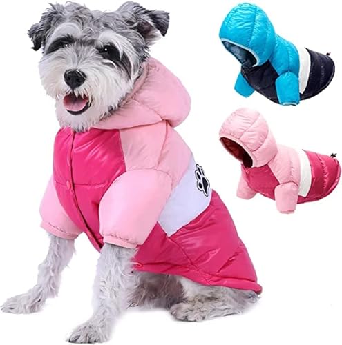 AIMJGO Hunde-Wintermantel, wasserdicht, warm, kaltes Wetter, stilvolle Welpenweste, bequeme Haustierkleidung für kleine, mittelgroße Hunde (Rosa, M (Brustumfang: 46,2 cm)) von AIMJGO