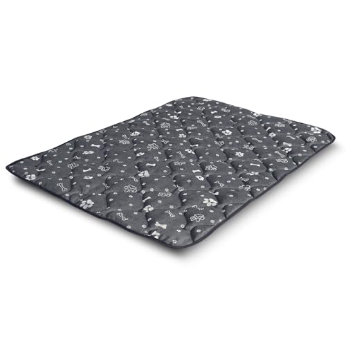 KingDog Prestige Hundebett Hundematte Haltbare wasserdichte Hundematratze (120 x 80 cm, Silberne Knochen) von KingDog