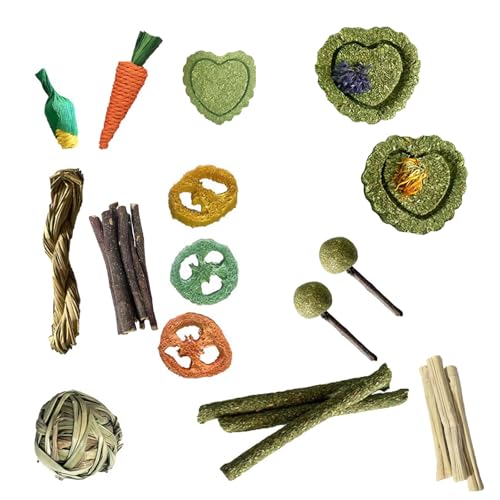 17 PCS Kaninchen Spielzeug, Hamster Kauspielzeug, Kleintiere Kauspielzeug, Natürliche Timothy-Heustäbchen, Hasen Kaubälle, Verbessern Sie die Zahngesundheit für Hasen, Hamster, Meerschweinchen 17 PCS Kaninchen Spielzeug, Hamster Kauspielzeug, Kleintiere Kauspielzeug, Natürliche Timothy-Heustäbchen, Hasen Kaubälle, Verbessern Sie die Zahngesundheit für Hasen, Hamster, Meerschweinchen von AIPWEYT Store