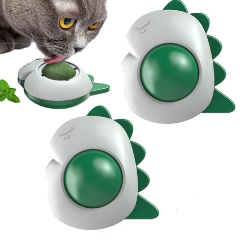 Katzenminze Balls Spielzeug für Katze, 360° Drehbare Katzenminze Wandroller Interaktives Katzenspielzeug mit Aufbewahrungsdeckel,Natürliche Catnip Wall Balls Toys für die Zahnreinigung,2PC von AIPWEYT Store