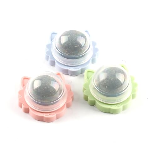 Natürliche Catnip Wall Balls Toys, Drehbare Katzenminze Bälle für Katzen, Essbares Kätzchenspielzeug für die Zahnreinigung, 3 Stück von AIPWEYT Store