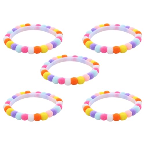 Set mit 5 weichen Plüsch-Katzenhalsbändern mit bunten Pompons, für Geburtstage, Partys, Katzen, Festivals, Haustier-Halsbänder Set mit 5 weichen Plüsch-Katzenhalsbändern mit bunten Pompons, für Geburtstage, Partys, Katzen, Festivals, Haustier-Halsbänder von AIRHSKWI