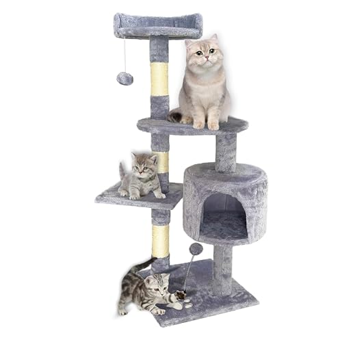 Aitodos® Kratzbaum für Katzen, Aktivitätsturm, Grau, 40 x 40 x 116 cm von AITODOS TA
