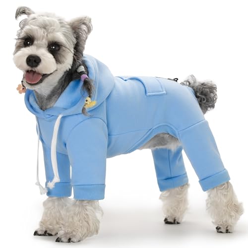 Hunde-Kapuzenpullover mit vier Beinen, mit Tasche, reflektierendes Sweatshirt für kleine Hunde, weicher und warmer Hunde-Kapuzenpullover mit Zeichnungen, einfarbiger Kapuzen-Fleece Hunde-Kapuzenpullover mit vier Beinen, mit Tasche, reflektierendes Sweatshirt für kleine Hunde, weicher und warmer Hunde-Kapuzenpullover mit Zeichnungen, einfarbiger Kapuzen-Fleece von AITOLI