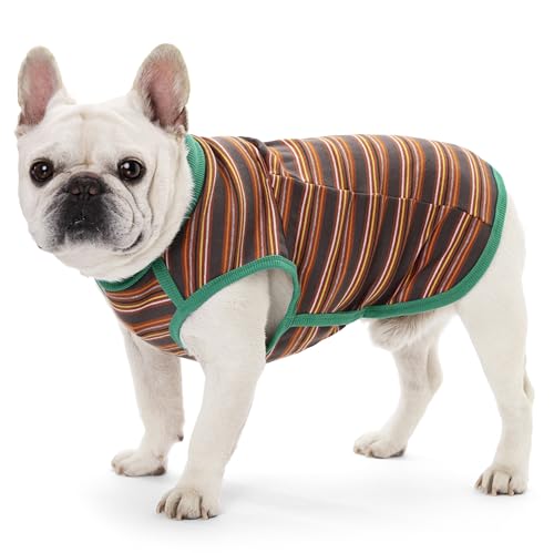 Hunde-Shirts, französische Bulldogge, gestreiftes Baumwoll-Tanktop, farbblockiertes T-Shirt für kleine Hunde, dehnbare und atmungsaktive Welpenweste, Vierjahreszeiten-Haustierkleidung Hunde-Shirts, französische Bulldogge, gestreiftes Baumwoll-Tanktop, farbblockiertes T-Shirt für kleine Hunde, dehnbare und atmungsaktive Welpenweste, Vierjahreszeiten-Haustierkleidung von AITOLI