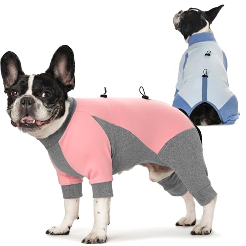 Hunde-Wintermantel, weiches Fleece, Farbblock, Ganzkörper-Hundemantel, Schneeanzug, Pyjama, Mäntel für Hunde bei kaltem Wetter mit Kordelzug, warme Hundekleidung, 2 Stück von AITOLI