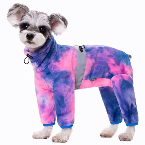 Hundemäntel für kleine Hunde, Polar Fleece Hund Pyjama Bodysuit für kleine mittelgroße Hunde, Hund Winterjacke, Welpen Onesies Tie Dye Jumpsuits, Hund Ganzkörperweste Hund Vierbeinige warme Kleidung von AITOLI