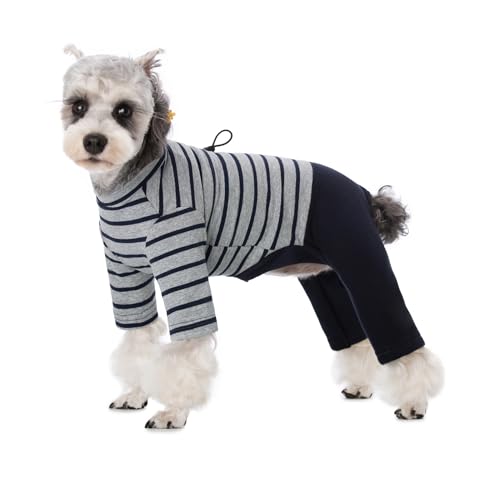 Warmer Baumwoll-Wintermantel für Hunde, gestreift, Rundhalsausschnitt, langärmelig, Overall, farbblockierte Kleidung für kleine, mittelgroße Hunde, Einteiler gegen Haarausfall Warmer Baumwoll-Wintermantel für Hunde, gestreift, Rundhalsausschnitt, langärmelig, Overall, farbblockierte Kleidung für kleine, mittelgroße Hunde, Einteiler gegen Haarausfall von AITOLI