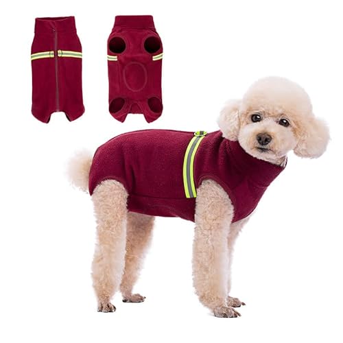 Warmer Hundemantel, Polarfleece-Hunde-Schlafanzug für kleine, mittelgroße Hunde, Katzen, Spazierengehen, Wandern, Reisen, Schlafen, kaltes Wetter, Welpenweste, Thermo-Hunde, Winter-Einteiler von AITOLI