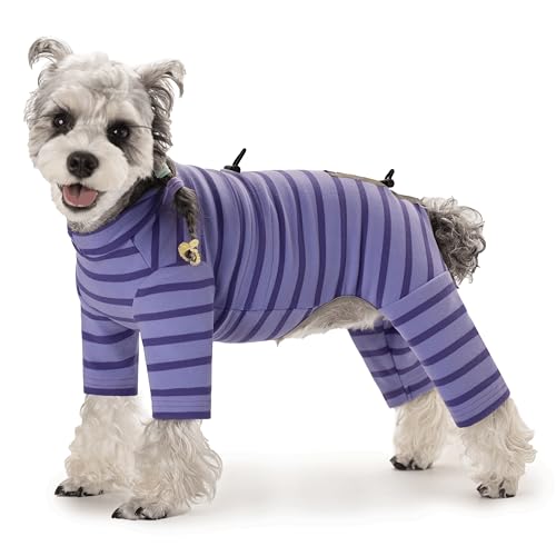 Wintermantel für Hunde – warmer Dralon Mantel für kaltes Wetter, weiche Fleecejacke, gestreifter Schlafanzug mit Kordelzug, lange Ärmel, Overall, Anti-Haarausfall, reflektierender Einteiler für kleine von AITOLI