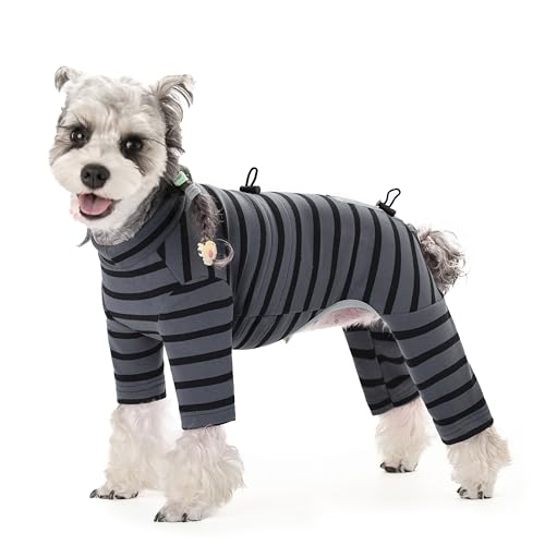 Wintermantel für Hunde – warmer Dralon Mantel für kaltes Wetter, weiche Fleecejacke, gestreifter Schlafanzug mit Kordelzug, lange Ärmel, Overall, Anti-Haarausfall, reflektierender Einteiler für kleine Wintermantel für Hunde – warmer Dralon Mantel für kaltes Wetter, weiche Fleecejacke, gestreifter Schlafanzug mit Kordelzug, lange Ärmel, Overall, Anti-Haarausfall, reflektierender Einteiler für kleine von AITOLI