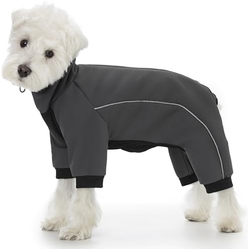 Wintermantel für vierbeinige Hunde, warme Fleece-Hundejacke, reflektierend, für kaltes Wetter, mit Loch für die Leine und Kordelzug, Reißverschluss hinten, wasserabweisend, Winterkleidung für Hunde Wintermantel für vierbeinige Hunde, warme Fleece-Hundejacke, reflektierend, für kaltes Wetter, mit Loch für die Leine und Kordelzug, Reißverschluss hinten, wasserabweisend, Winterkleidung für Hunde von AITOLI