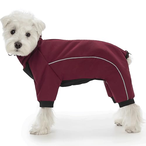 Wintermantel für vierbeinige Hunde, warme Fleece-Hundejacke, reflektierend, für kaltes Wetter, mit Loch für die Leine und Kordelzug, Reißverschluss hinten, wasserabweisend, Winterkleidung für Hunde Wintermantel für vierbeinige Hunde, warme Fleece-Hundejacke, reflektierend, für kaltes Wetter, mit Loch für die Leine und Kordelzug, Reißverschluss hinten, wasserabweisend, Winterkleidung für Hunde von AITOLI
