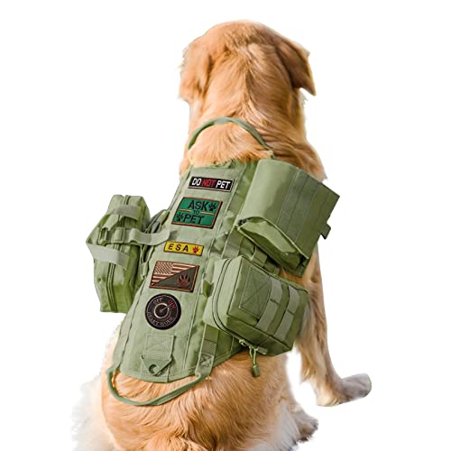 AIWAI Taktisches Hundegeschirr Molle-Weste No-Pull Sicherheitsgeschirr für mittlere und große Hunde verstellbar, Outdoor-Training Militärisches Material Geschirr mit Taschen S, Armeegrün AIWAI Taktisches Hundegeschirr Molle-Weste No-Pull Sicherheitsgeschirr für mittlere und große Hunde verstellbar, Outdoor-Training Militärisches Material Geschirr mit Taschen S, Armeegrün von AIWAI