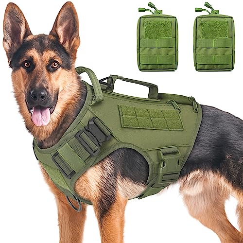 AIWAI Taktisches Hundegeschirr für mittlere und große Rassen, Molle-Panels Metallschnalle, Weste mit Seitentaschen, Taschen für Service-Arbeitstraining Grün,L, mit 2 Beuteln AIWAI Taktisches Hundegeschirr für mittlere und große Rassen, Molle-Panels Metallschnalle, Weste mit Seitentaschen, Taschen für Service-Arbeitstraining Grün,L, mit 2 Beuteln von AIWAI