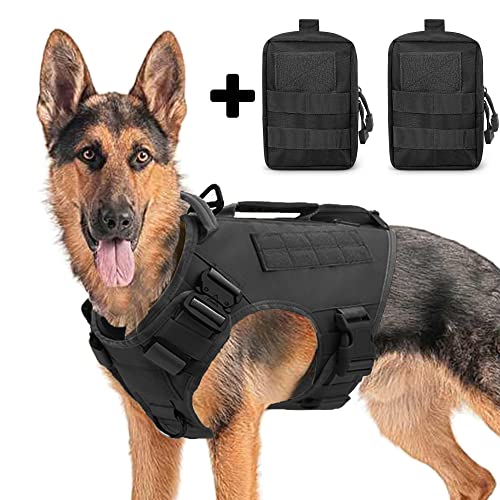 AIWAI Taktisches Hundegeschirr für mittlere und große Rassen, Molle-Panels Metallschnalle, Weste mit Seitentaschen, Taschen für Service-Arbeitstraining Schwarz,M, mit 2 Beuteln AIWAI Taktisches Hundegeschirr für mittlere und große Rassen, Molle-Panels Metallschnalle, Weste mit Seitentaschen, Taschen für Service-Arbeitstraining Schwarz,M, mit 2 Beuteln von AIWAI