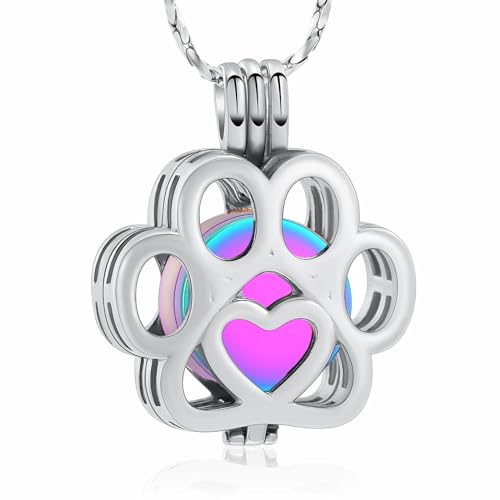 AIWENXI Halskette für Haustier-Asche, Schmuck für Katze, Hund, Asche, Anhänger im Inneren, Mini-Etui, Pfotenabdruck, Urnen-Halskette für Damen und Herren, Andenken, Gedenkschmuck für Ashea-Medaillon AIWENXI Halskette für Haustier-Asche, Schmuck für Katze, Hund, Asche, Anhänger im Inneren, Mini-Etui, Pfotenabdruck, Urnen-Halskette für Damen und Herren, Andenken, Gedenkschmuck für Ashea-Medaillon von AIWENXI