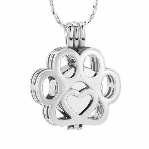 AIWENXI Halskette für Haustier-Asche, Schmuck für Katze, Hund, Asche, Anhänger im Inneren, Mini-Etui, Pfotenabdruck, Urnen-Halskette für Damen und Herren, Andenken, Gedenkschmuck für Ashea-Medaillon AIWENXI Halskette für Haustier-Asche, Schmuck für Katze, Hund, Asche, Anhänger im Inneren, Mini-Etui, Pfotenabdruck, Urnen-Halskette für Damen und Herren, Andenken, Gedenkschmuck für Ashea-Medaillon von AIWENXI