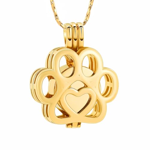 AIWENXI Halskette für Haustier-Asche, Schmuck für Katze, Hund, Asche, Anhänger im Inneren, Mini-Etui, Pfotenabdruck, Urnen-Halskette für Damen und Herren, Andenken, Gedenkschmuck für Ashea-Medaillon AIWENXI Halskette für Haustier-Asche, Schmuck für Katze, Hund, Asche, Anhänger im Inneren, Mini-Etui, Pfotenabdruck, Urnen-Halskette für Damen und Herren, Andenken, Gedenkschmuck für Ashea-Medaillon von AIWENXI