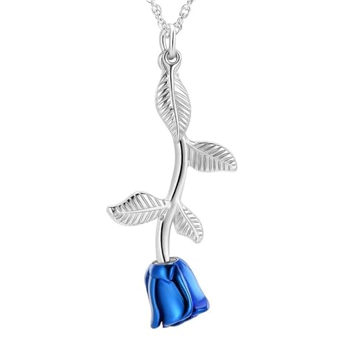 AIWENXI Rose Blume Urne Halskette für Asche für Frauen Mädchen Feuerbestattung Schmuck Urne Andenken Anhänger Menschliches Haustier Memorial Medaillon Halter für Katze/Hund Asche von AIWENXI