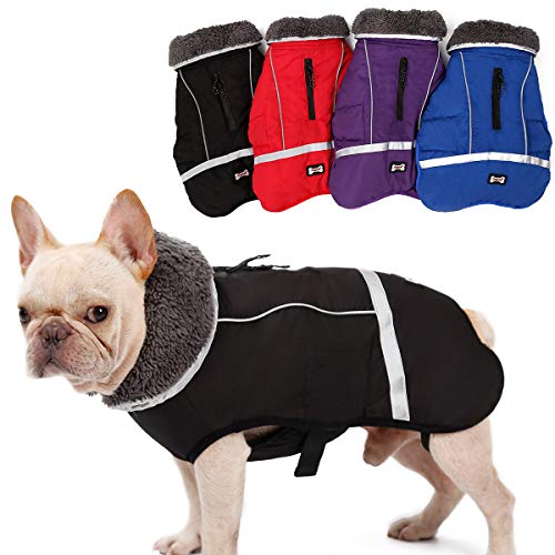 AIWOKE Großer Hund Wasserdichter Hundemantel Winterjacke, Haustier Kleidung Outdoor Winddicht Schneeanzug Reflektierende Wärmster Hundemantel für kleine mittelgroß Hunde mantels (L, Schwarz) von AIWOKE