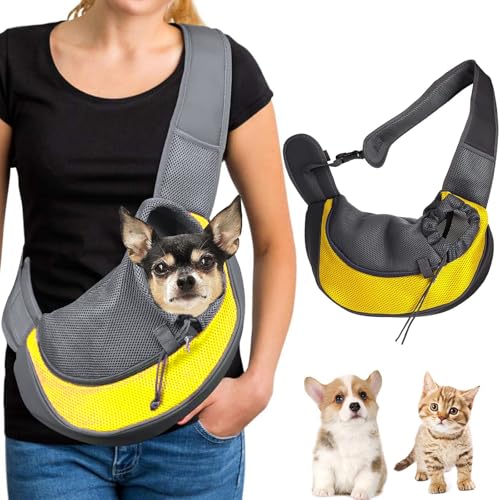 Hundetragetasche,Hundetragetasche Welpen, Haustier Hundetasche mit verstellbarem, Welpen Umhängetasche, für Hunde und Katzen Spaziergänge und Aktivitäten im Freien (Orange Farbe) von AIXIMA