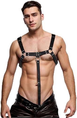 Harness Gürtel Kostüm für Herren, verstellbares Herren-Leder-Körpergeschirr, sexy Brustgeschirr, Gürtel, Outfits, Muskel-Highlights für Partys, Nachtclub, Cosplay, Clubwear Harness Gürtel Kostüm für Herren, verstellbares Herren-Leder-Körpergeschirr, sexy Brustgeschirr, Gürtel, Outfits, Muskel-Highlights für Partys, Nachtclub, Cosplay, Clubwear von AIYINIY