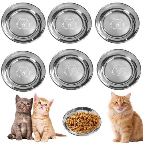 6 Stück Katzennapf Edelstahl 304 Material Futternapf Katze Katzen Napf Fressnapf Katze Wassernapf Katzenschüssel Katzen Napfset Katzennäpfe Katzenteller Futterschale für Kat-Zen Und Kleine Hunde 14cm von AIYJWXINP