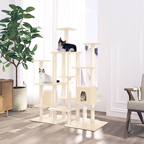 Pet Supplies Kratzbaum mit Sisal-Kratzstämmen Creme 145 cm Tiere & Haustierbedarf Pet Supplies Kratzbaum mit Sisal-Kratzstämmen Creme 145 cm Tiere & Haustierbedarf von AJJHUUKI