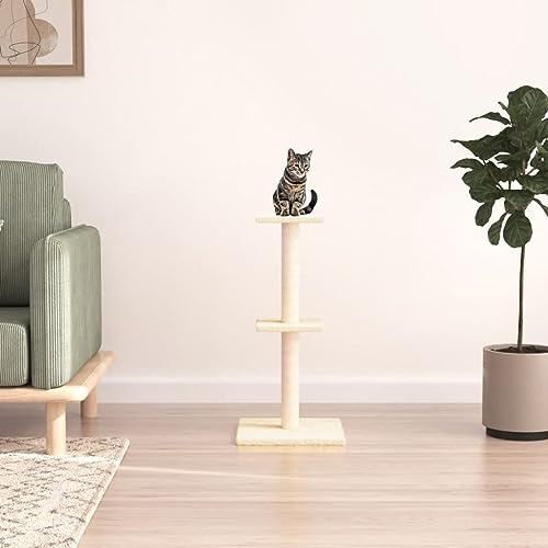 Pet Supplies Kratzbaum mit Sisal-Kratzstämmen Creme 73 cm Tiere & Haustierbedarf von AJJHUUKI