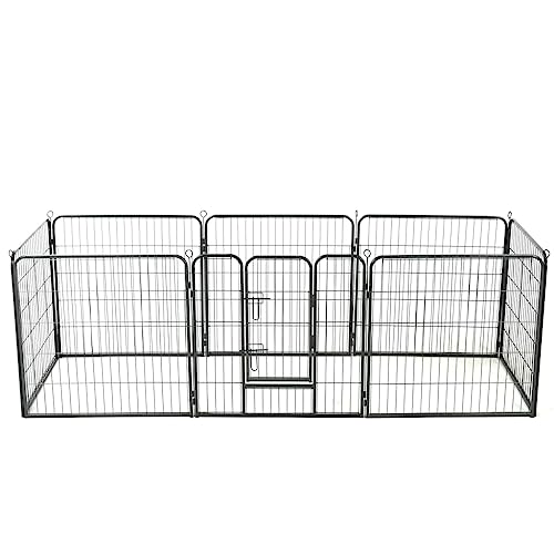 Pet Supplies Laufstall für Hunde, 8 Paneele, Stahl, 80 x 80 cm, Schwarz Tiere & Haustierbedarf von AJJHUUKI