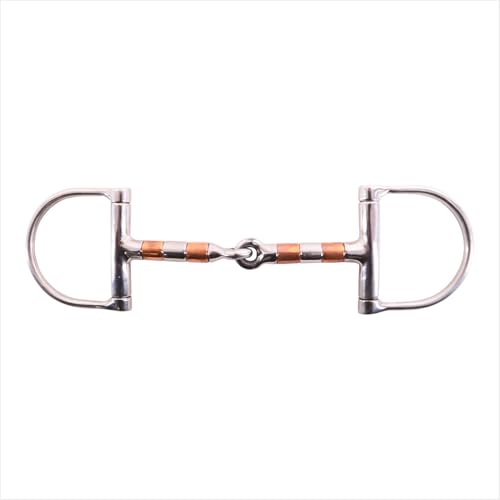 AK D-Bit-Gebiss mit Kupfer-Rollmaul und Einzelgelenk für Pferdegebiss AKRS-2641 (Silber, 5.75'') von AK Riding Sports
