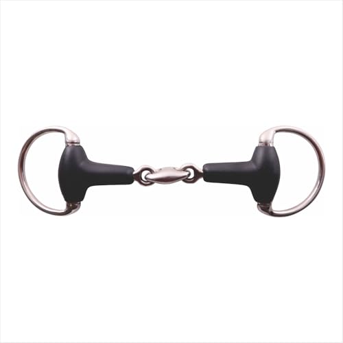 AK Eggbutt Weiches Gummi Doppelgebrochenes Gummiüberzogenes Pferdedecken-Maulstück AKRS-102649 (Schwarzes Silber, 5.75'') von AK Riding Sports