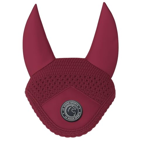 AK Fliegenhaube für Pferde - Weiche Lycra-Ohren, eng gestrickt, bequeme Passform - Reitohrhaube für Sportpferde AKRS-6069-01 (Burgundy, PONY / (S)) von AK Riding Sports