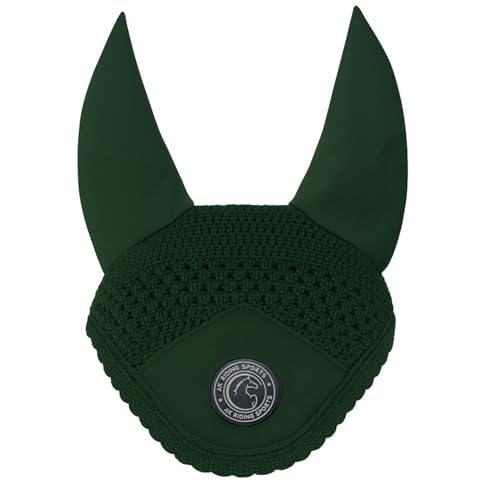 AK Fliegenhaube für Pferde - Weiche Lycra-Ohren, eng gestrickt, bequeme Passform - Reitohrhaube für Sportpferde AKRS-6069-01 (Forest Green, X-FULL / (XL)) von AK Riding Sports