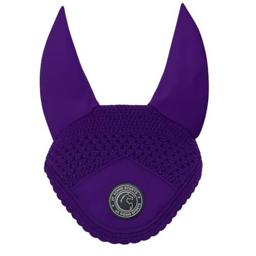 AK Fliegenhaube für Pferde - Weiche Lycra-Ohren, eng gestrickt, bequeme Passform - Reitohrhaube für Sportpferde AKRS-6069-01 (Lila, PONY / (S)) von AK Riding Sports