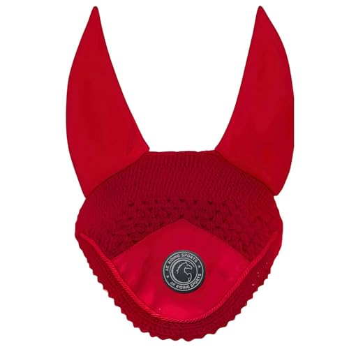 AK Fliegenhaube für Pferde - Weiche Lycra-Ohren, eng gestrickt, bequeme Passform - Reitohrhaube für Sportpferde AKRS-6069-01 (Rot, COB / (M)) von AK Riding Sports