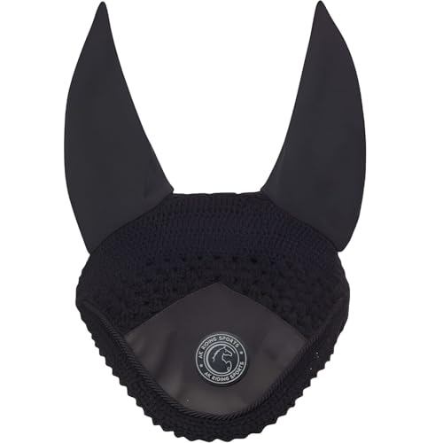AK Fliegenhaube für Pferde - Weiche Lycra-Ohren, eng gestrickt, bequeme Passform - Reitohrhaube für Sportpferde AKRS-6069-01 (Schwarz, COB / (M)) von AK Riding Sports