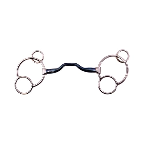 AK Universal-Pferdegebiss Silber Blau mit massivem Weicheisen-Mundstück AKRS-102647 (Blau Silber, 5.50'') von AK Riding Sports