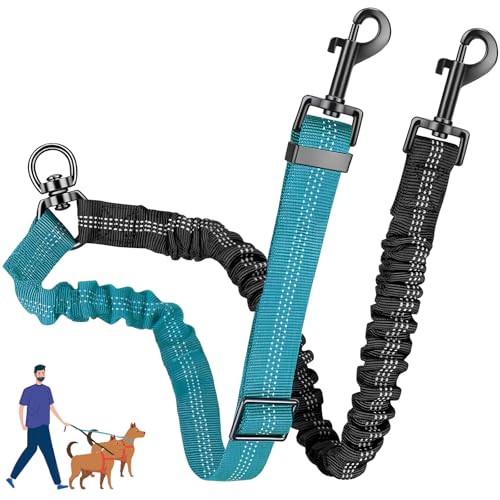 AKEISHE 2-in-1 Doppelleine für zwei Hunde mit verstellbarem Gurt und stoßdämpfendem Bungee – kein Verheddern, doppelter Hundesplitter für Spaziergänge und Training kleiner bis großer Hunde AKEISHE 2-in-1 Doppelleine für zwei Hunde mit verstellbarem Gurt und stoßdämpfendem Bungee – kein Verheddern, doppelter Hundesplitter für Spaziergänge und Training kleiner bis großer Hunde von AKEISHE