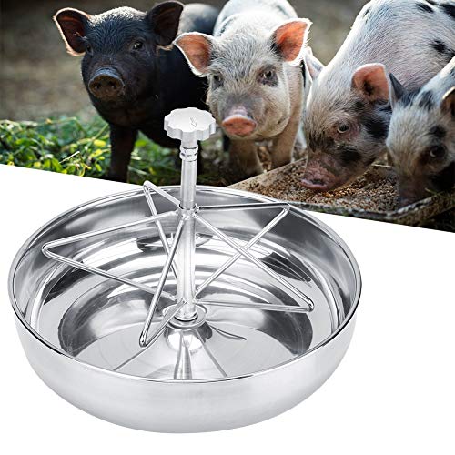 AKLOSIPY Edelstahl -Ferkel -Futterschüssel mit |, Große Kapazitätsbehälter für Mehrere Ferkel Fütterung (Große (Metallgriff) Edelstahlwanne) von AKLOSIPY