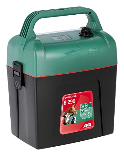AKO Power Shock B 290, Weidezaungerät Expert, 9 V Trockenbatteriegerät, Input 0.45 J, max. Spannung 10.500 V, für Zäune bis 5 km, 5 Jahre Garantie, Made in Germany AKO Power Shock B 290, Weidezaungerät Expert, 9 V Trockenbatteriegerät, Input 0.45 J, max. Spannung 10.500 V, für Zäune bis 5 km, 5 Jahre Garantie, Made in Germany von AKO Fencing
