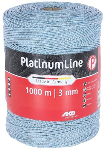 AKO Weidezaunlitze PlatinumLine (weiß/blau, 1000 m Länge, 3 mm breit, Tierzaun, Zubehör Weidetiere, Tierzubehör) 442827 von AKO Fencing