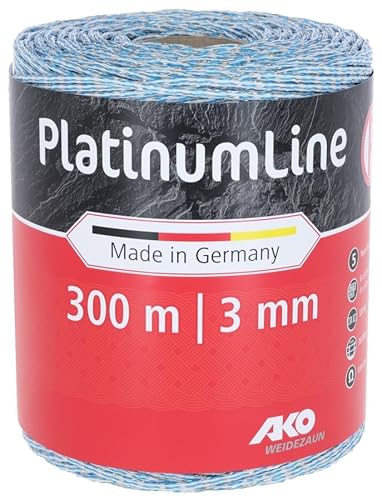 AKO Weidezaunlitze PlatinumLine (weiß/blau, 300 m Länge, 3 mm breit, Tierzaun, Zubehör Weidetiere, Tierzubehör) 442823 von AKO Fencing