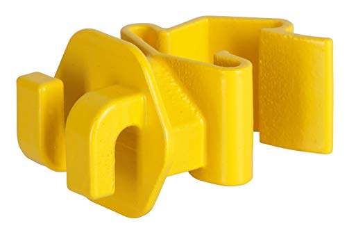 AKO 25x T-Pfosten Clip Seilisolator, gelb - Verbessertes Clipsystem für Starken Halt - verwendbar für Weidezaunseil Litze und Draht - Einfaches Anklippen am T-Post von AKO