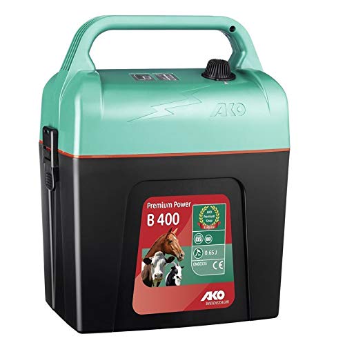 AKO Weidezaungerät Premium Power B 400-9 Volt - kompaktes Gerät für Pferde, Rinder und Kleintiere - Made in Germany von AKO
