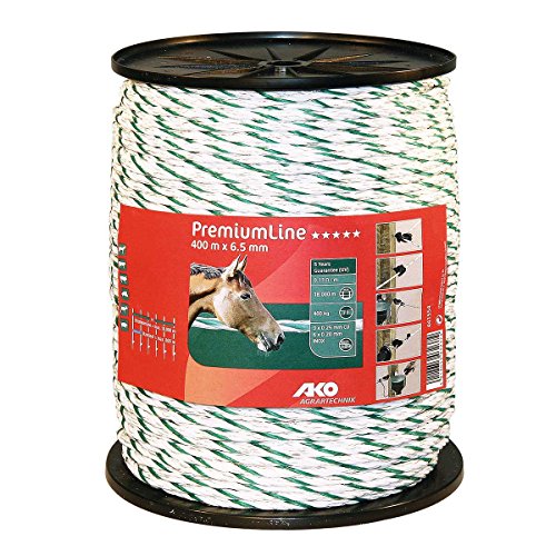 Kerbl Premium-Seil, 6,5mm, 400m 6x0,20Niro+3x0,25Cu, weiß-grün von AKO